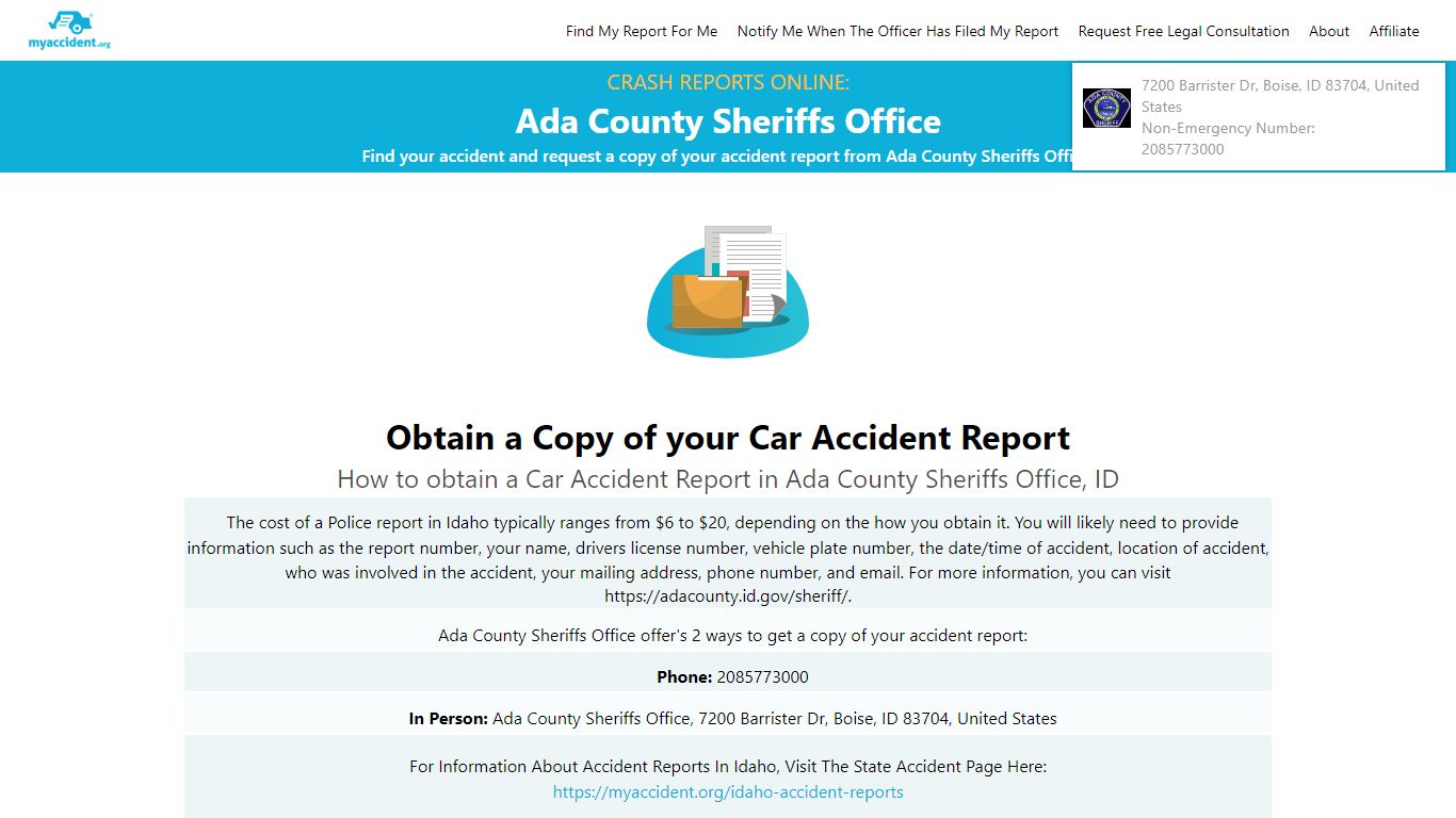 Online Crash Reports for Ada County Sheriffs Office - MyAccident.org